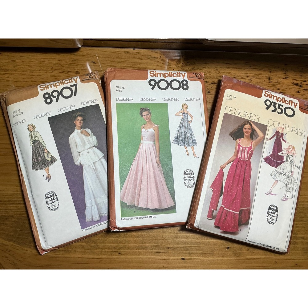 VTG Simplicity Gunne Sax Sewing Patterns Lot 8907 9008 9350 Jessica McClintock
